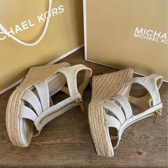 MK Berkeley Canvas Wedge Sandals - Picture 7 of 10